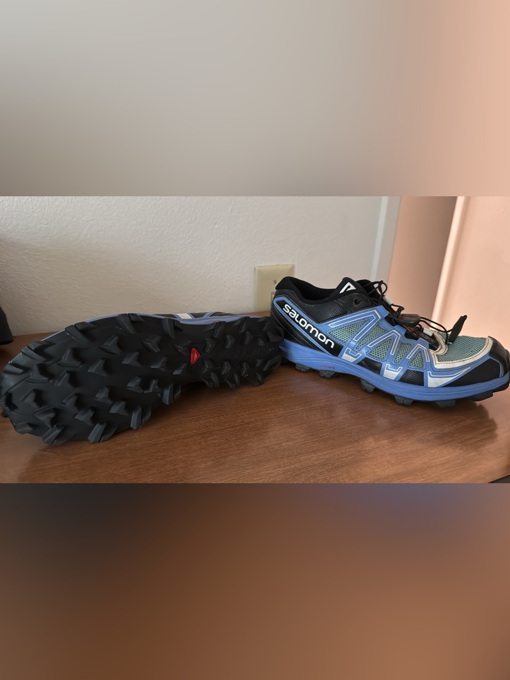 Salomon Black and Light Blue Trail Shoes